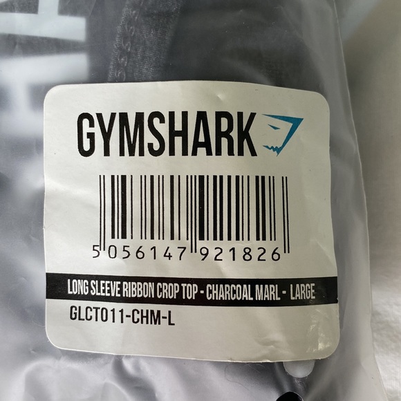 GYMSHARK Long Sleeve Ribbon Crop Top - Charcoal Marl - Large BRAND NEW - Picture 13 of 13